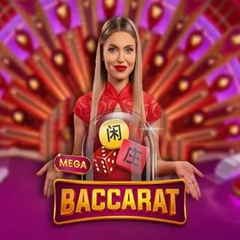 Mega Baccarat slot logo by Pragmatic Play at SpinSahara Casino