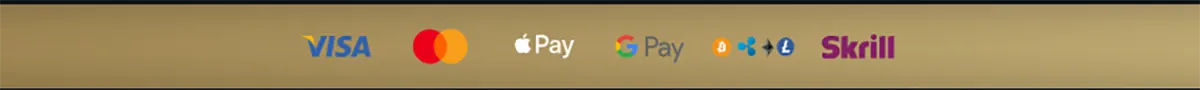 Accepted payment methods: Visa, Mastercard, Apple Pay, Google Pay, Bitcoin, Ethereum, Litecoin, and Skrill.